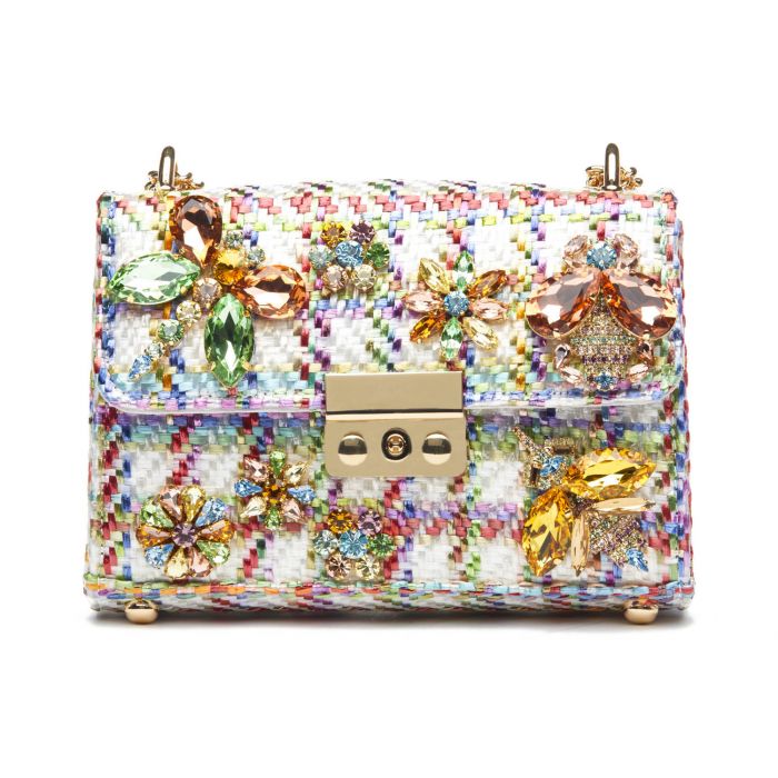Borsa modello Nizza patta longuette rafia multi white main product photo