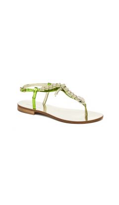 Sandalo serpente infradito spina di pesce verde/crystal