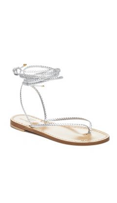 Sandali Hand nailed treccina caviglia minimal silver