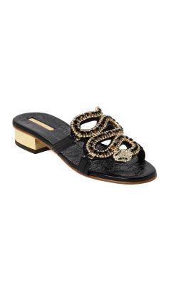 Sandalo ciabatta serpente nero gold