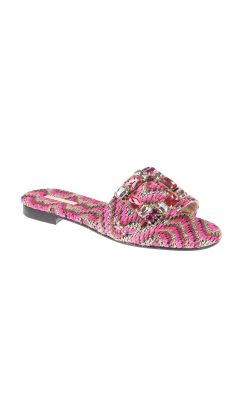Sandalo ciabatta rafia fantasia fucsia