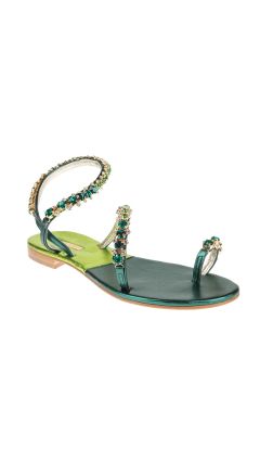 Sandalo cavigliera bracciale e dito verde
