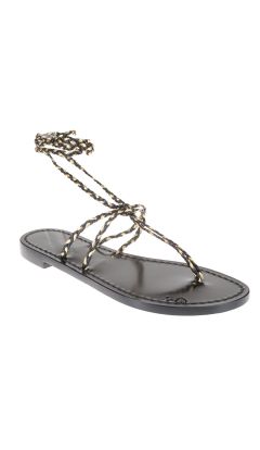 Sandali Hand nailed schiava infradito minimal treccina nero oro