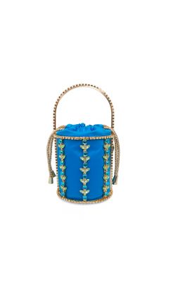 Cofanetto tondo oro in raso bluette