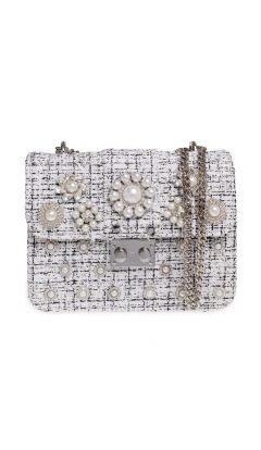 Borsa modello Londra tessuto teti nero e argento