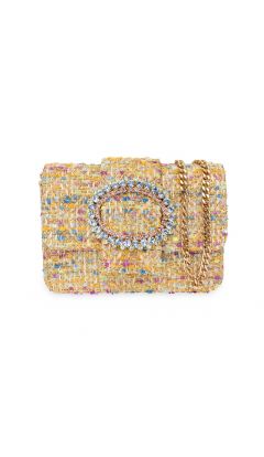 Borsa modello Mykonos rafia tweed azul