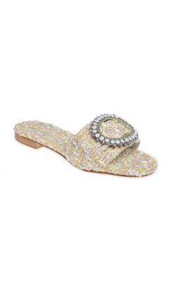 Slipper rafia tweed plata