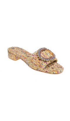 Slipper rafia tweed azul