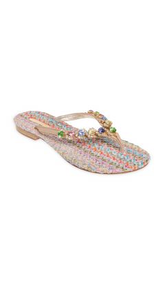 Sandali infradito rafia rosa multicolor