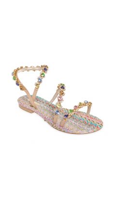 Sandali trittico rafia rosa multicolor