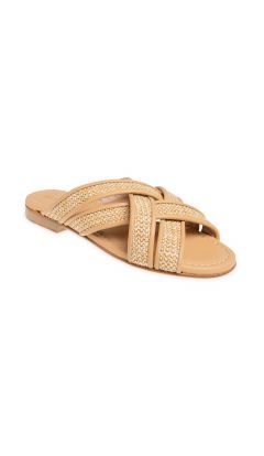 Slipper multi incrocio rafia atuel naturale e nappa legno