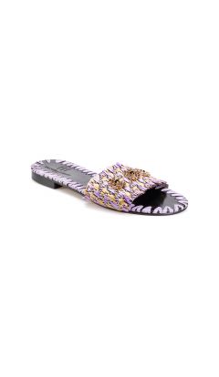 Slipper rafia tahuata giallo lilla e ocra