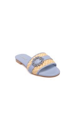 Slipper nappa azzurro xeno e rafia