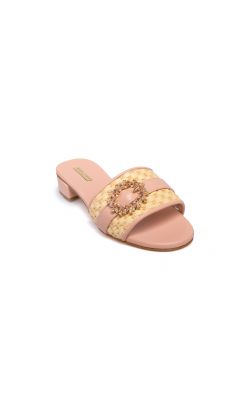 Slipper nappa rosa plaster e rafia