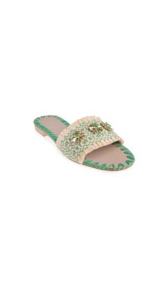 Slipper rafia tahuata verde e natural