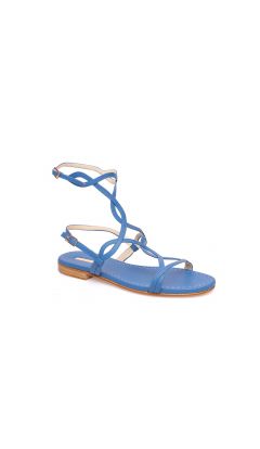 Sandali monacali schiava arlecchino denim blu